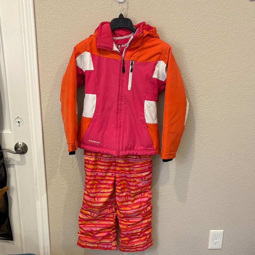Boulder Gear (jacket) and Jupa (bibs)  Pink and Orange Kids Ski / Snow Set